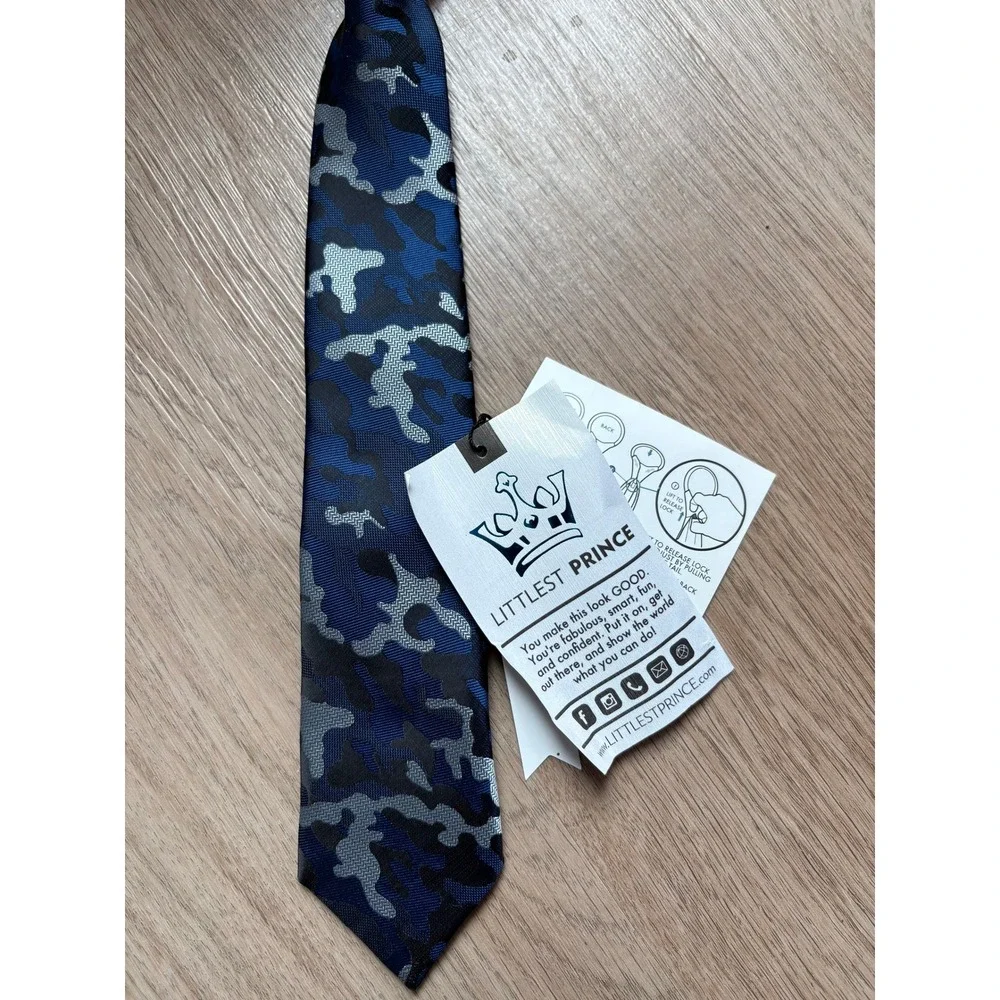 Littlest Prince Camo Zipper Tie‎ 5-8Y Wedding Ring Bearer Church Formal Easter